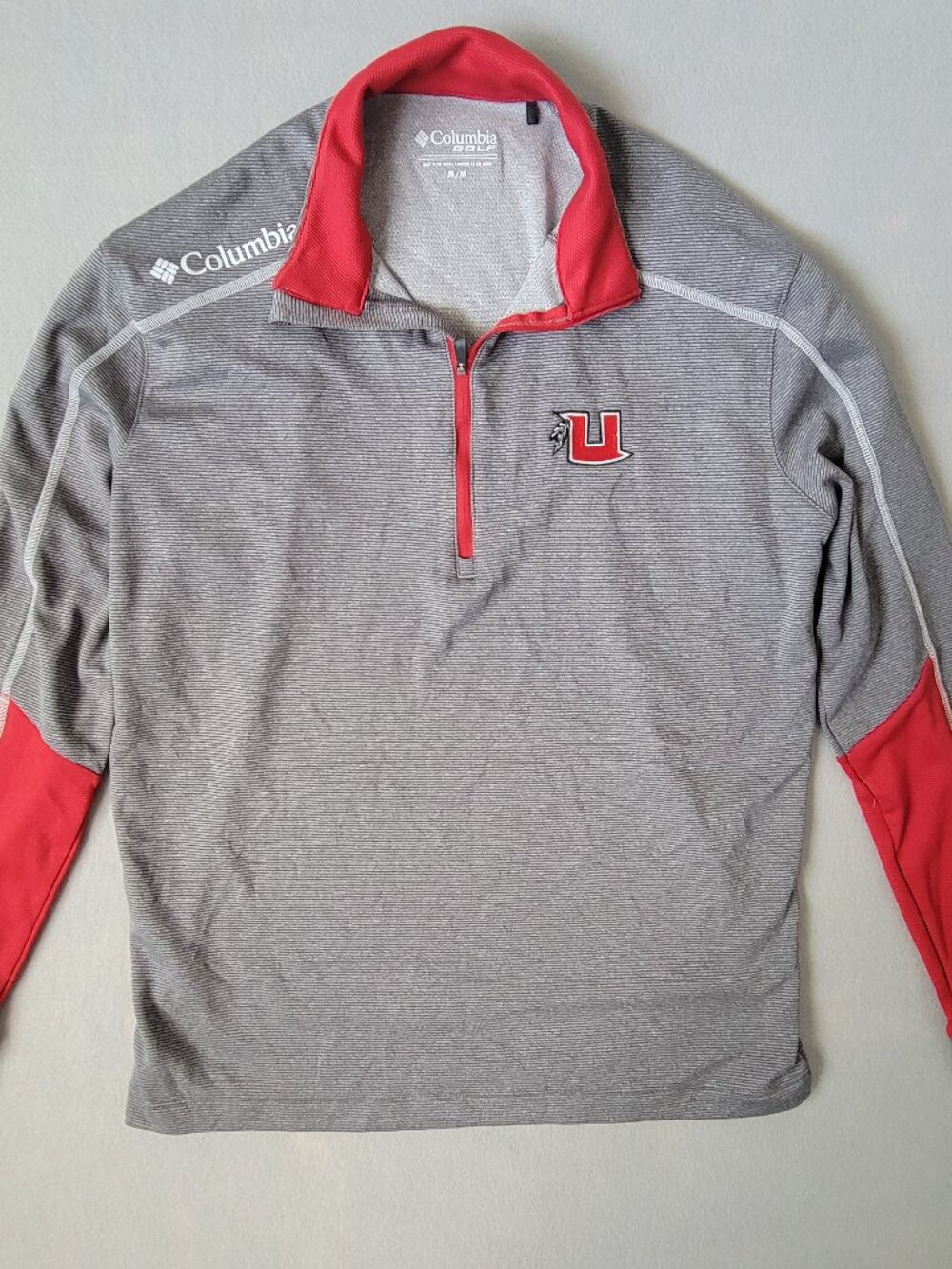 Columbia Golf Utah Utes Men M Gray Red 1/4 Zip Pullover NCAA College